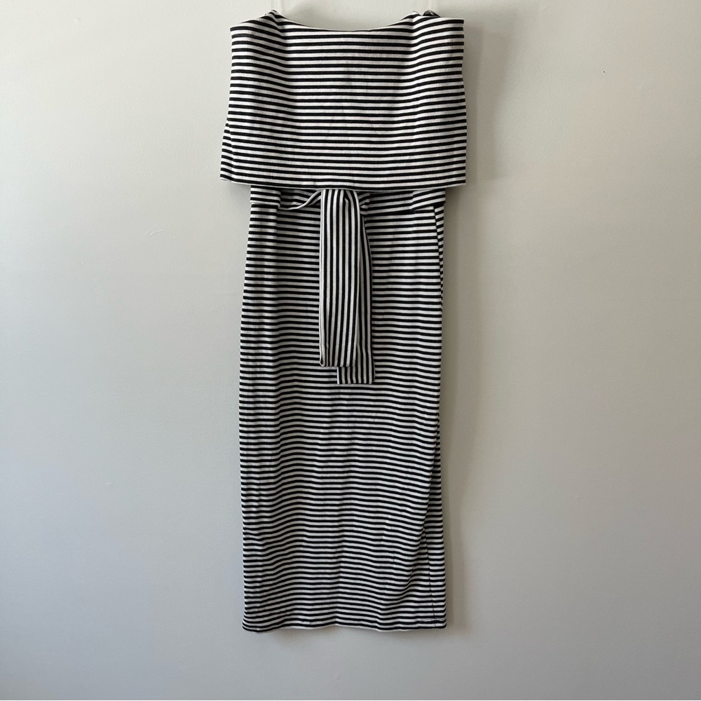 VICI Strapless Bodycon Midi Dress Small Stripes
